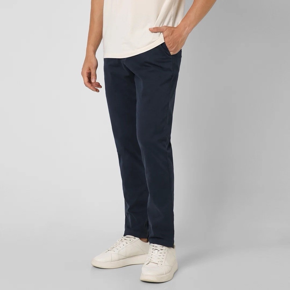 Bearbottom Men's Large 32" Inseam Stretch Chino Pants Navy Blue Elastic Waist